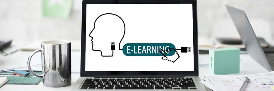 E-learning heading on a laptop screen