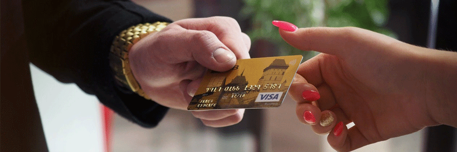 Handing over a credit card